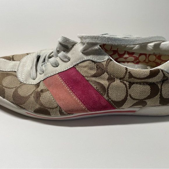 Coach Signature Pink Stripe Sneakers – Women’s – Classic “C” Logo - Picture 9 of 12